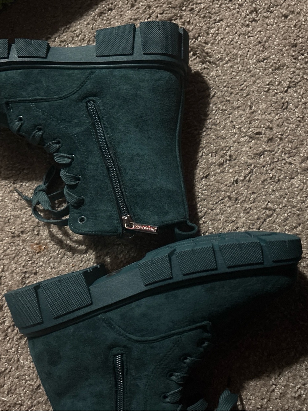 Cape Robbin Teal Suede Lace-Up Platform Boots